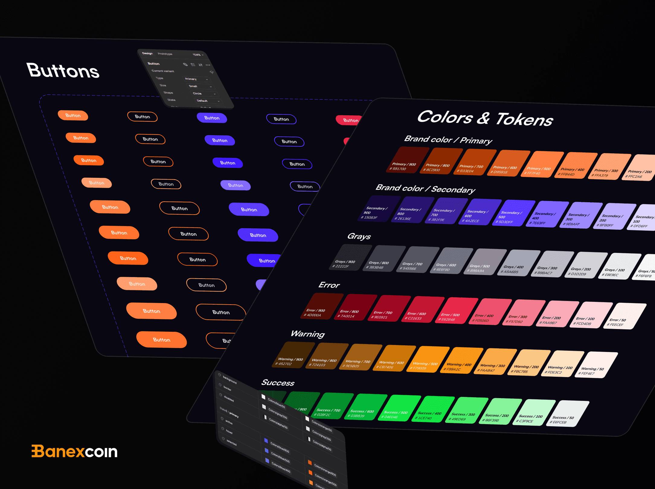 Banexcoin design system components and tokens