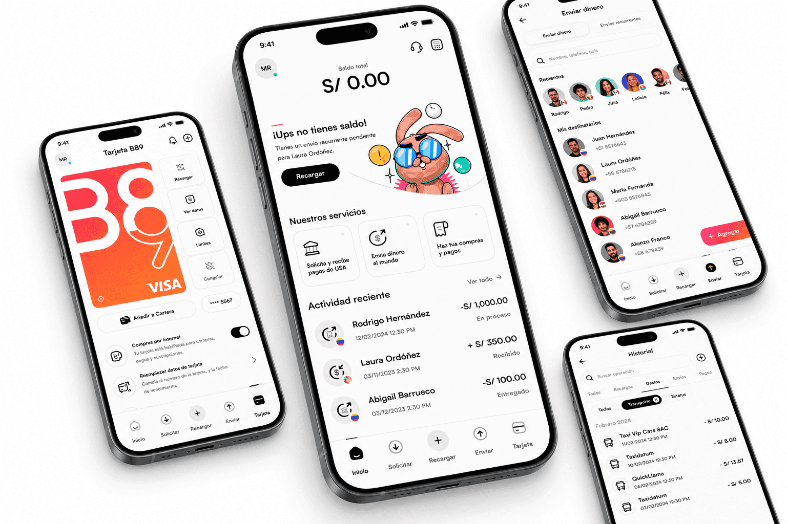 B89 mobile ecosystem overview across remittances, card and account experiences