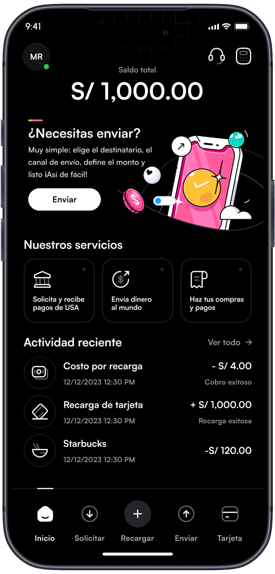 B89 remittances flow, screen 1