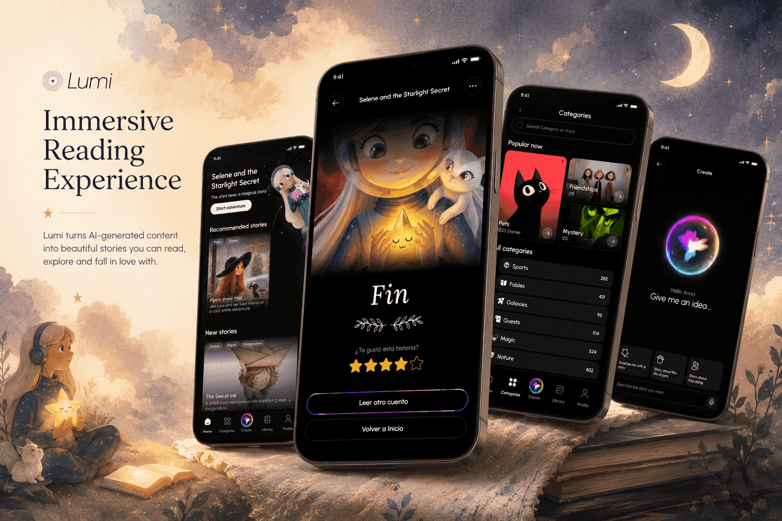 Lumi immersive, distraction-free reading experience