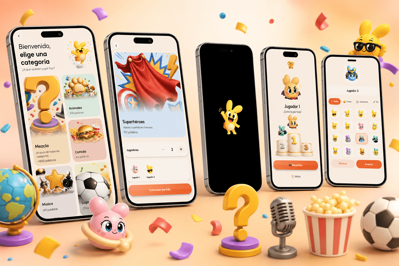 Mimik home screen — categories as the primary way to start playing