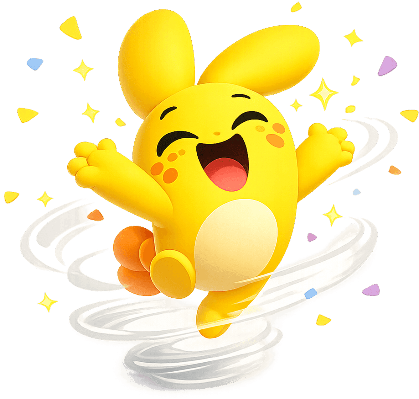 Mimik mascot celebrating