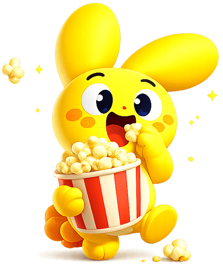 Mimik mascot with popcorn