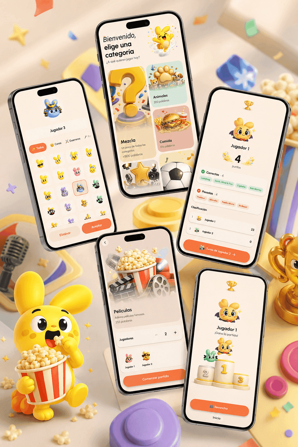 Mimik party game overview — mascot, categories and gameplay